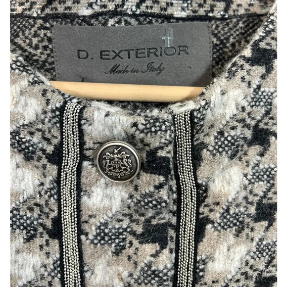 D. Exterior Made in Italy  Houndstooth Knitted Fringed Jacket - Picture 4 of 10